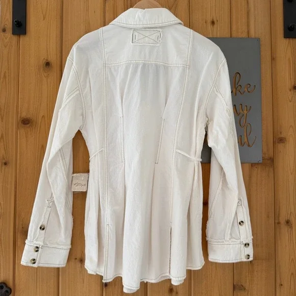 We The Free People Marten Cotton Oxford Top in White Size Small - Picture 15 of 16
